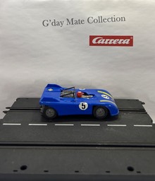 40417 Porsche 908 - blau - Streifen gelb - Motor grau - Heckmotor grau - Chassis offen - Flügel kurz - Nr5 - F7 grau