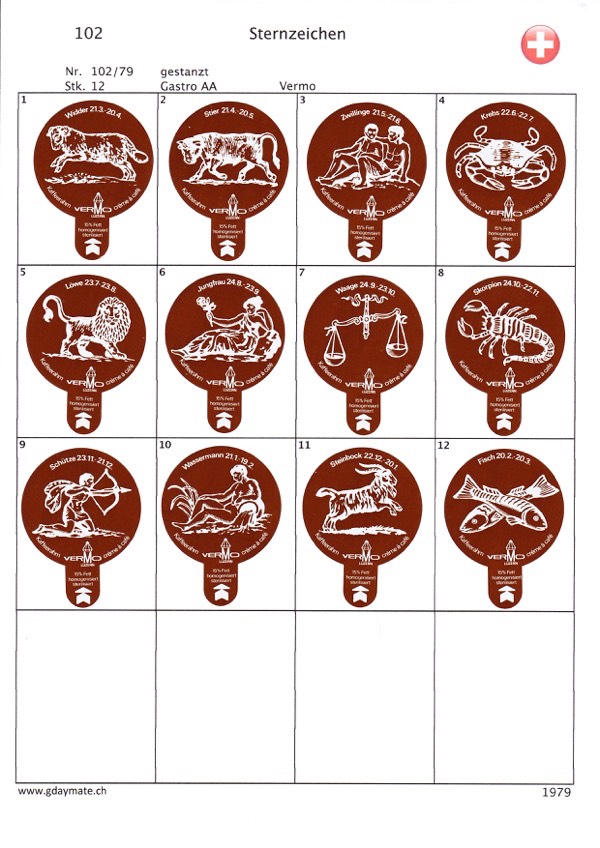 SUI_79-102 102-AA Sternzeichen  braun 1-12 gestanzt